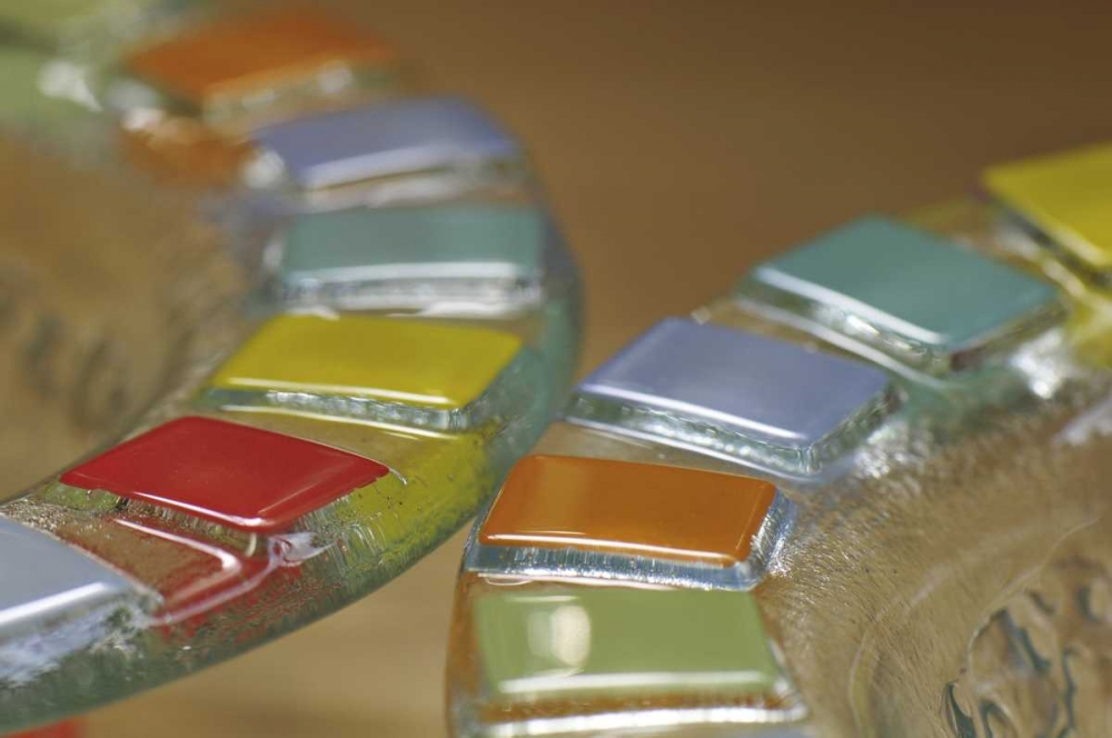 Art Print: USA Colorful hand-made dish made of fused glass