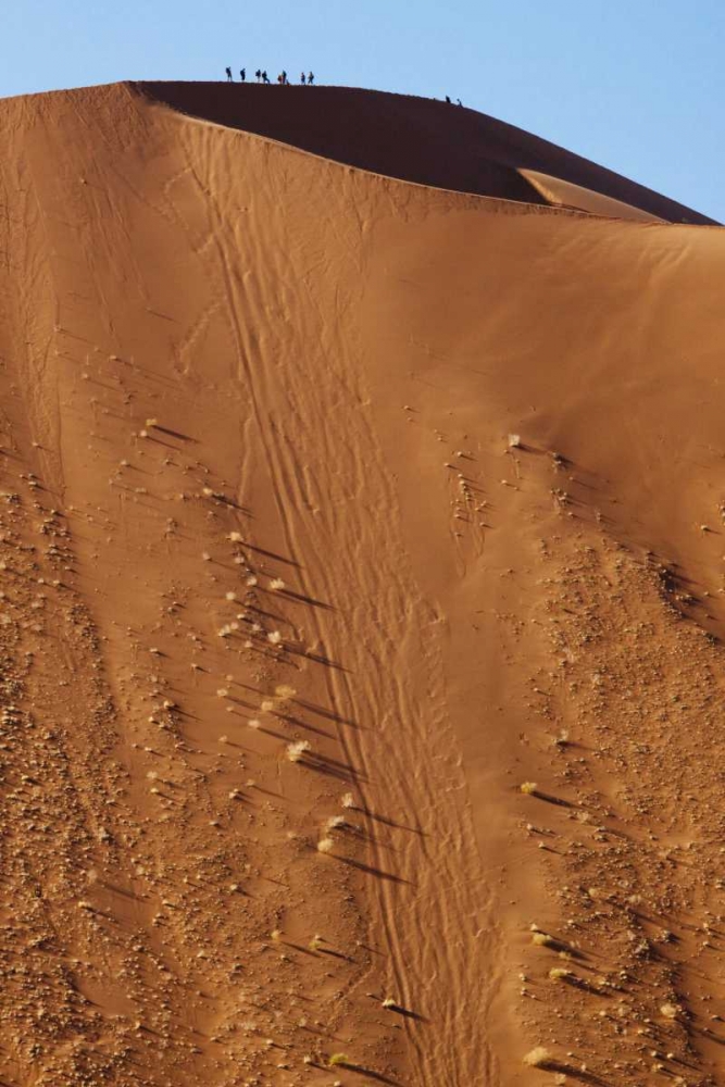 Art Print: Namibia, Sossusvlei People atop a sand dune