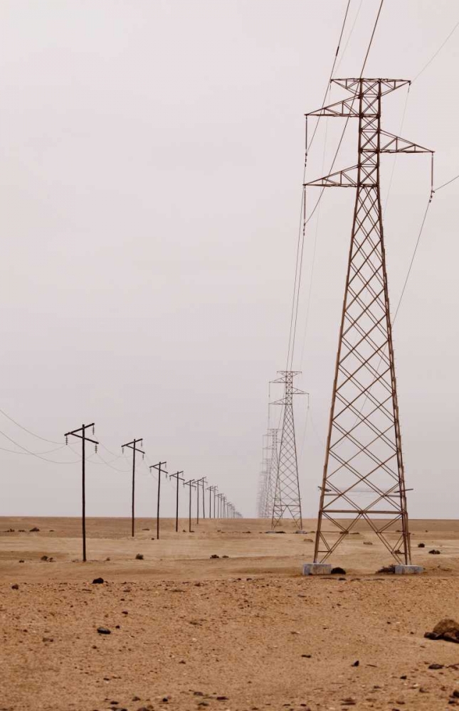 Art Print: Namibia, Swakopmund Power and telephone lines
