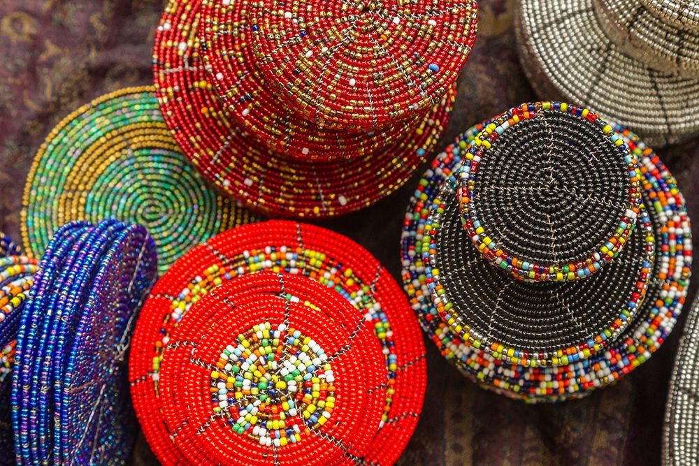 Art Print: Africa-Tanzania Display of Maasai bead crafts 