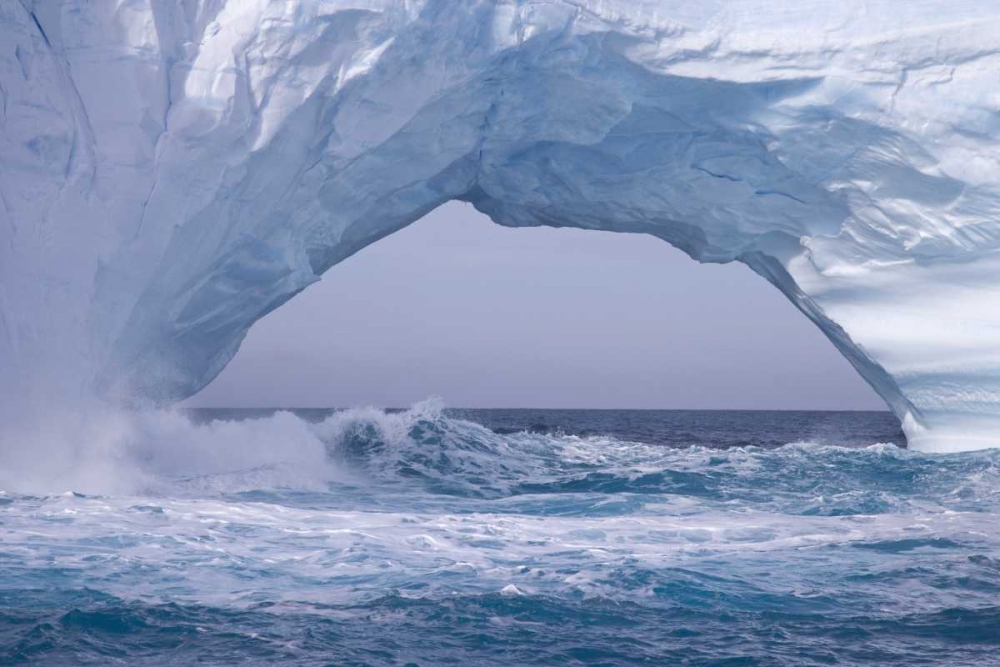 Art Print: South Georgia Island Waves splash under iceberg
