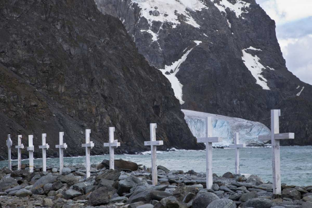 Art Print: Laurie Island Grave markers in stony beach