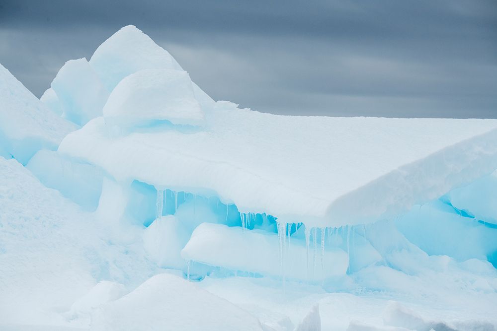 Art Print: Antarctica, Weddell Sea, Snow Hill. Detail of iceberg with icicles.