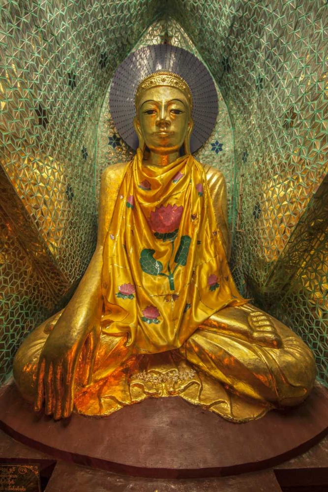 Art Print: Myanmar, Yangon Buddha in Shwedagon Temple