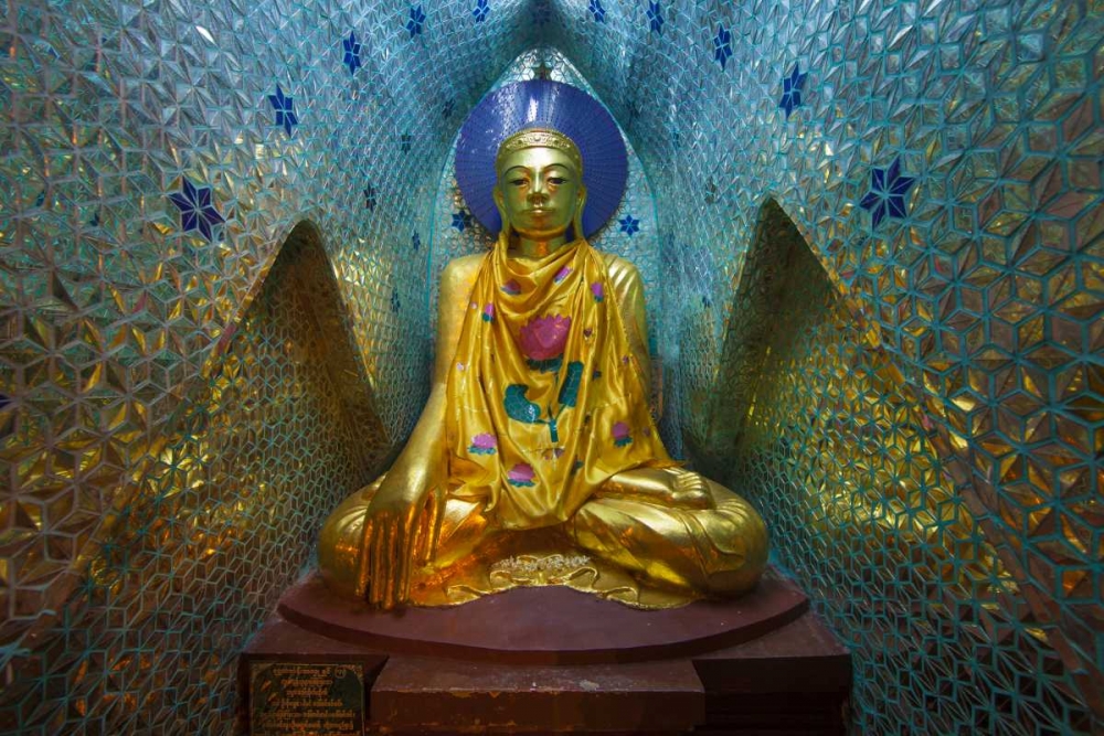 Wall art: Myanmar, Yangon Buddha in Shwedagon Temple, by Zuckerman, Jim