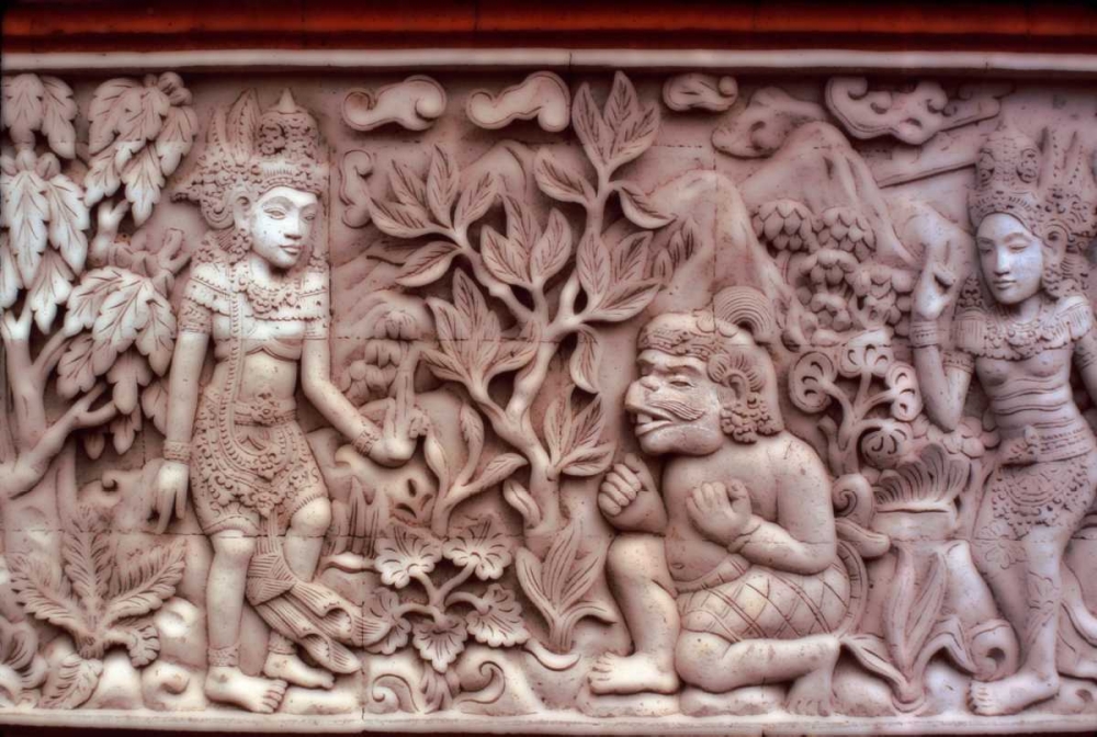 Art Print: Indonesia, Bali Temple stone carvings