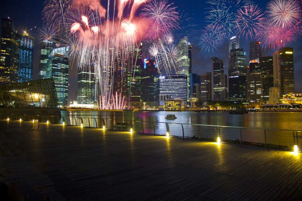 Wall Art Painting id:136594, Name: Singapore Fireworks in downtown area, Artist: Zuckerman, Jim