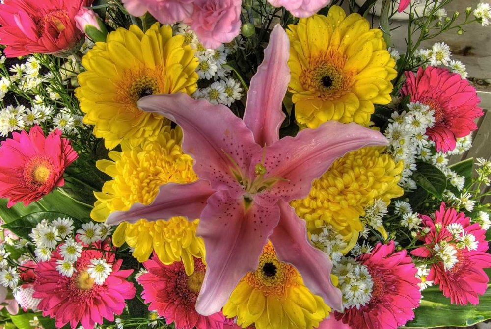 Art Print: Thailand, Bangkok Flowers on display at market