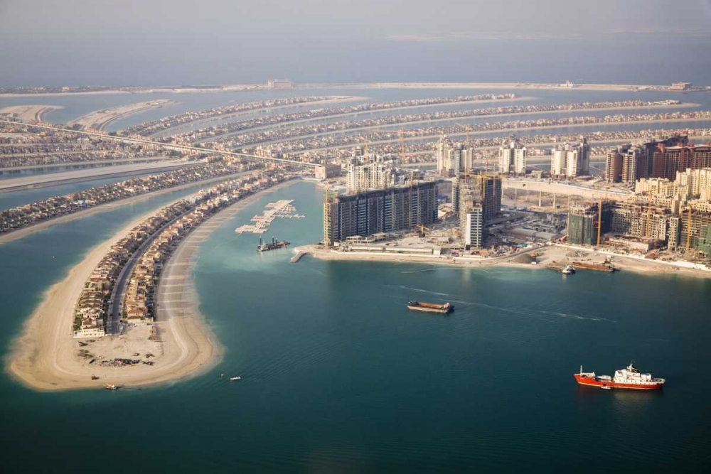 Art Print: UAE, Dubai Aerial of Palm Jumeirah islands