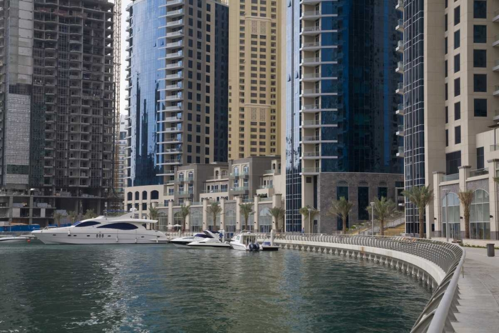 Art Print: UAE, Dubai, Marina Sidewalk along marina bay