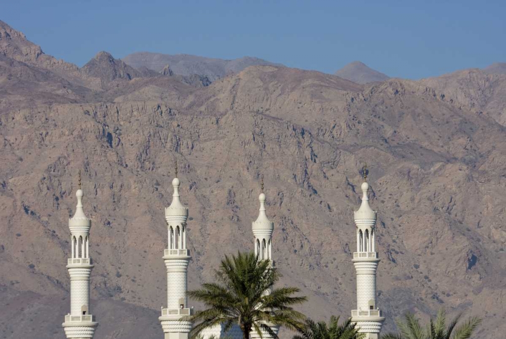 Art Print: UAE, Fujairah Minarets against distant hills