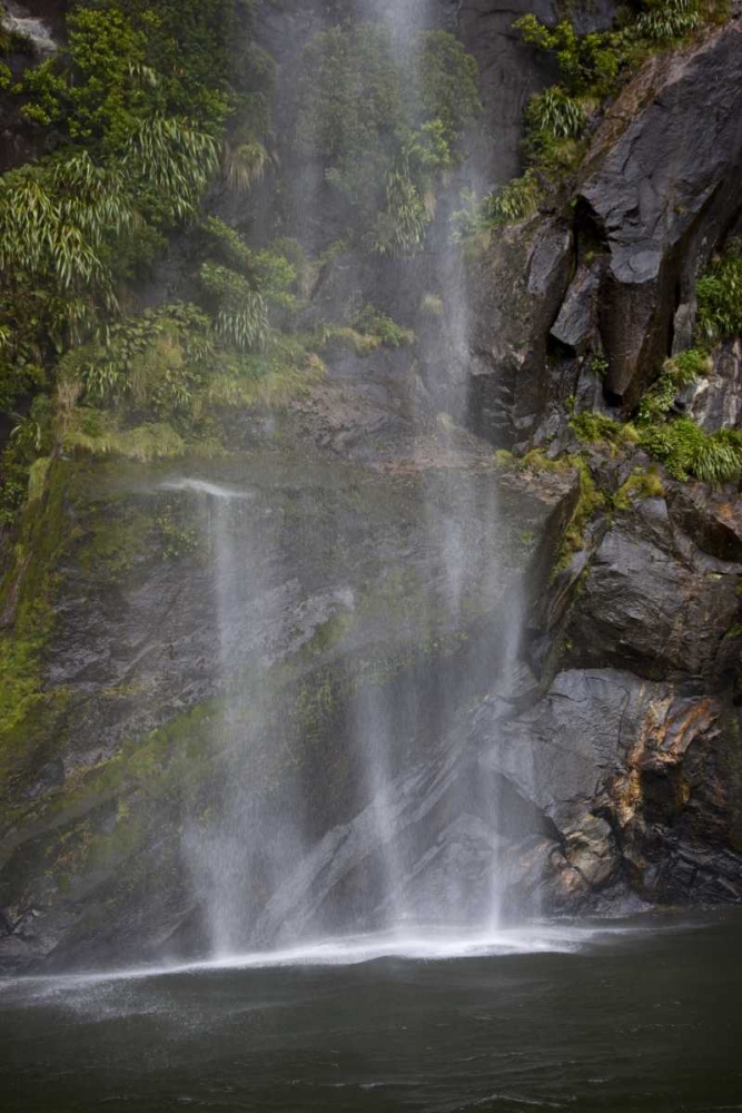 Art Print: New Zealand, South Isl, Fiordland NP Waterfall