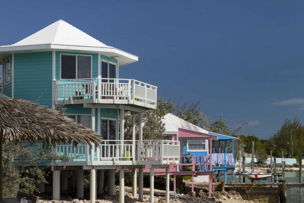 Art Print: Bahamas, Exuma Island Rental houses on cay