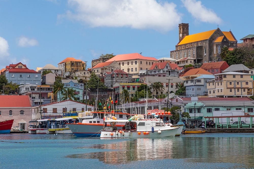 Art Print: Caribbean-Grenada-St Georges Boats in The Carenage harbor