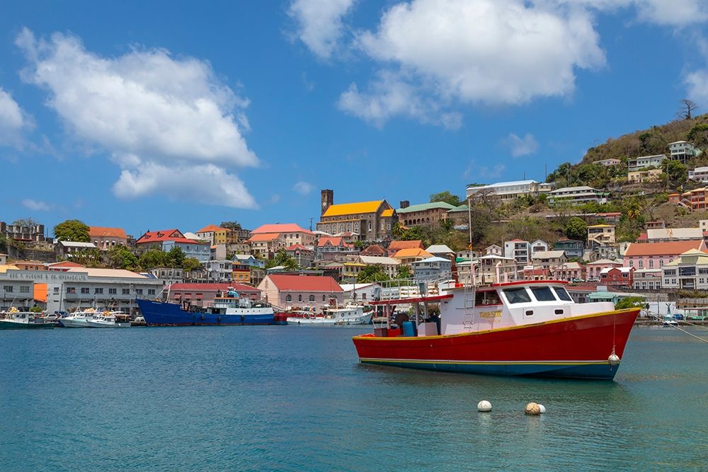 Art Print: Caribbean-Grenada-St Georges Boats in The Carenage harbor