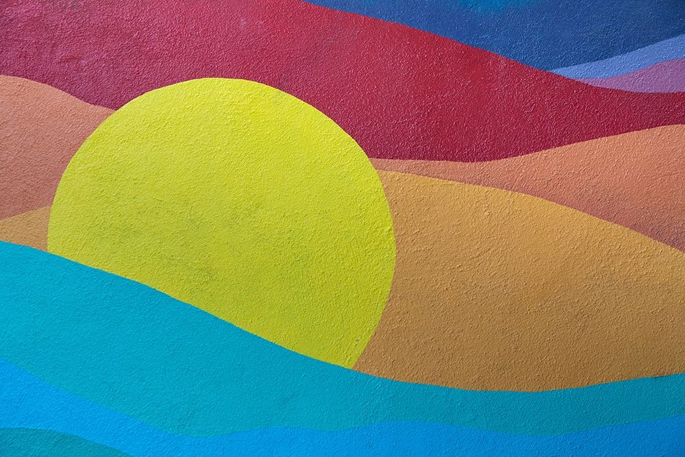 Art Print: Caribbean-Grenada-St Georges Colorful design painted on cement wall