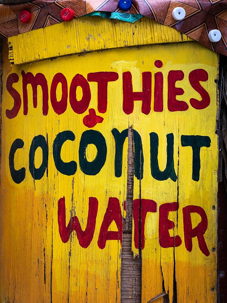 Art Print: Caribbean-Grenada-Island of Carriacou Vendor sign close-up