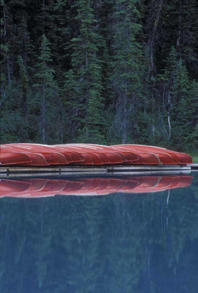 Wall Art Painting id:126935, Name: Canada, Alberta Canoes line the Lake Louise, Artist: Anon, Josh