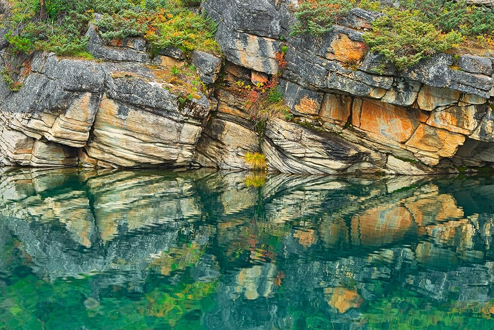 Art Print: Canada-Alberta-Jasper National Park Reflection of rocks in Horseshoe Lake