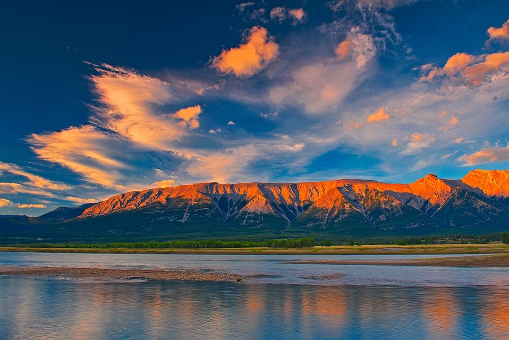 Art Print: Canada-Alberta Canadian Rocky Mountains and Abraham Lake at sunrise