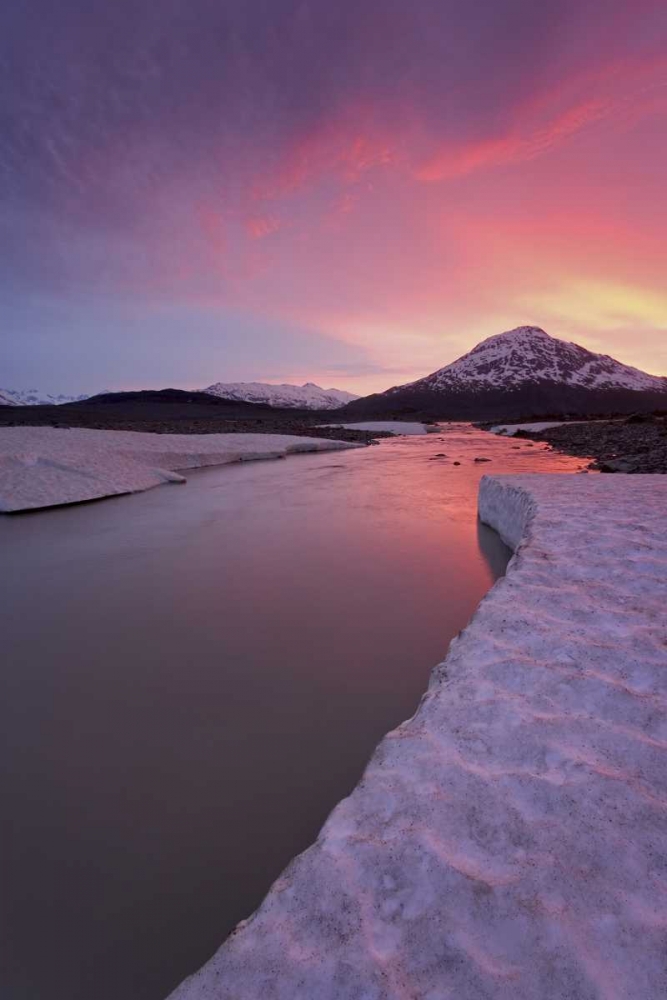 Art Print: Canada, BC, View of Alsek River at sunset