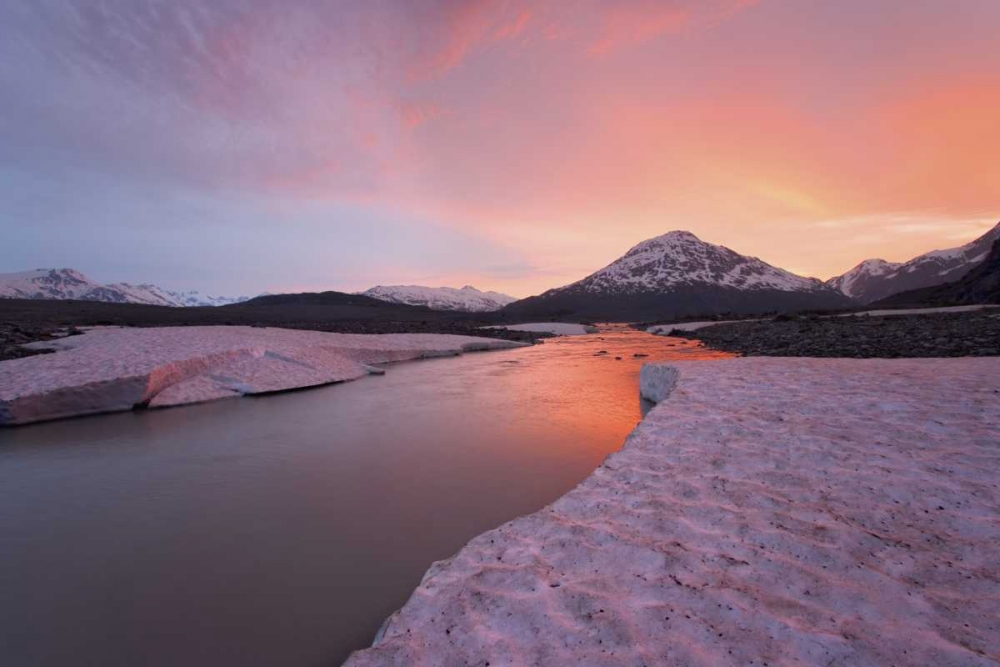 Art Print: Canada, BC, View of Alsek River at sunset