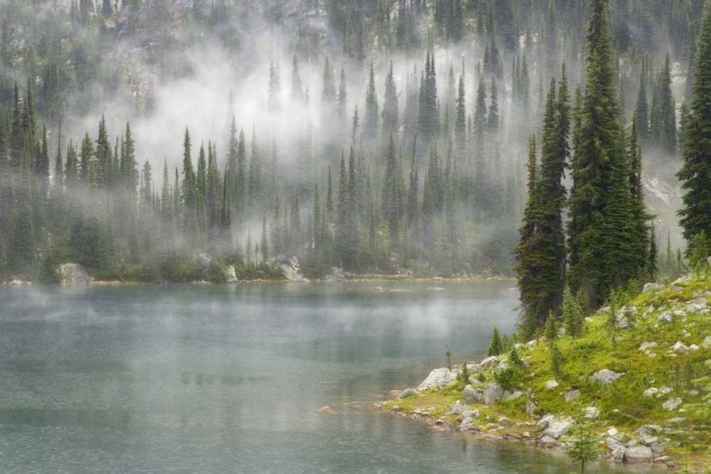 Art Print: Canada, BC, Revelstoke NP Fog on Lake Eva