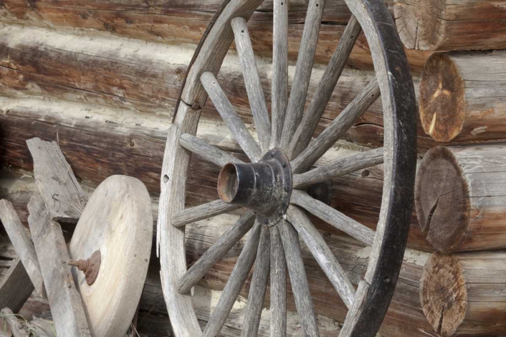 Wall Art Painting id:132144, Name: Canada, BC, Fort Steele Old wagon wheel, Artist: Paulson, Don