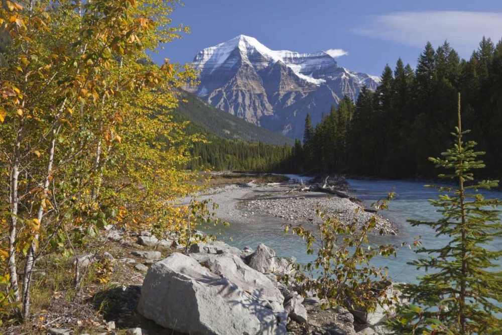 Art Print: Canada, BC, Landscape of Mt Robson and stream