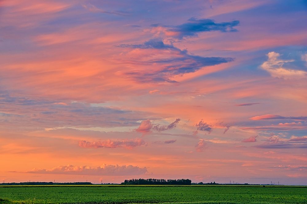 Art Print: Canada-Manitoba-Dugald Clouds at sunset on prairie