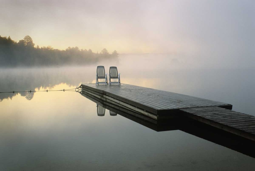 Art Print: Canada, Ontario, Algonquin PP, Chairs on dock