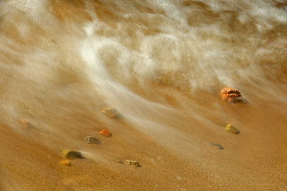 Art Print: Canada, Ontario Waves crashing against pebbles