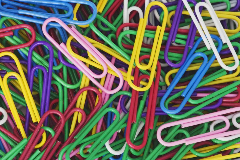 Wall Art Painting id:127367, Name: Multicolored paper clips, Artist: Flaherty, Dennis