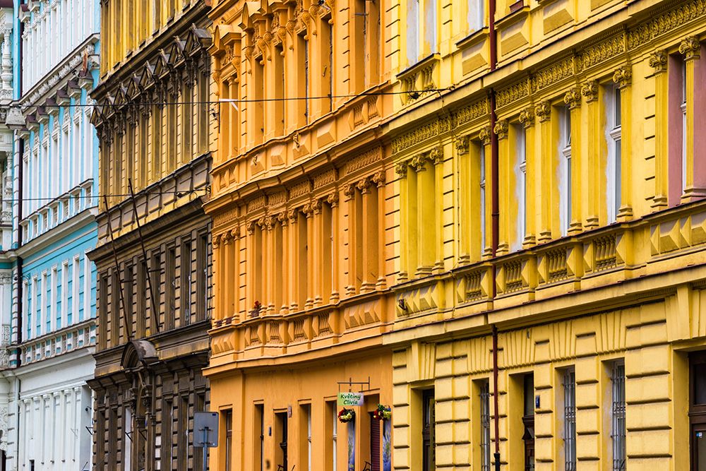 Art Print: Europe-Czech Republic-Prague-Facade of colorful buildings