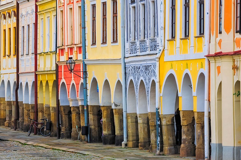 Art Print: Europe-Czech Republic-Telc-Colorful row of buildings
