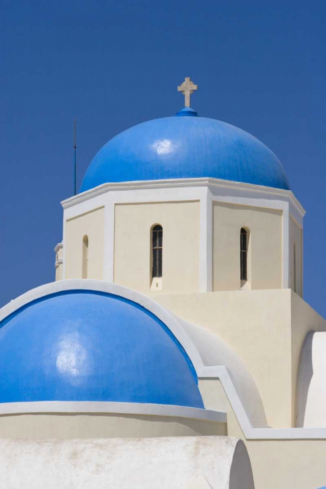 Art Print: Greece,Thira, Oia Blue Greek Orthodox church