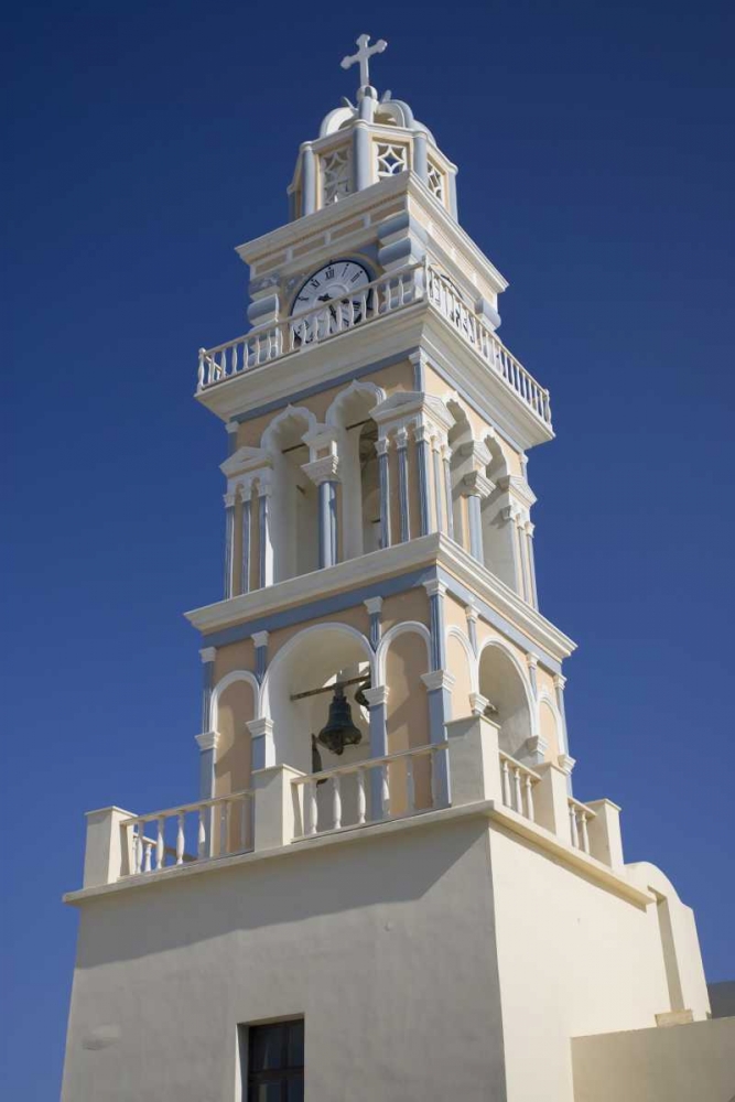 Art Print: Greece, Santorini Ornate church clock tower