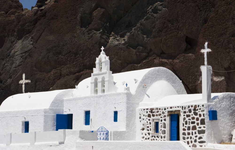 Art Print: Greece, Santorini White Greek Orthodox church
