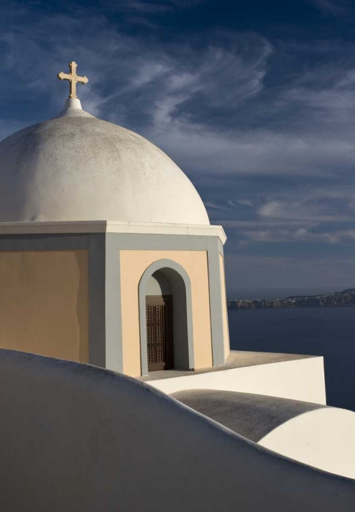 Wall Art Painting id:136352, Name: Greece, Santorini Church dome against clouds, Artist: Young, Bill