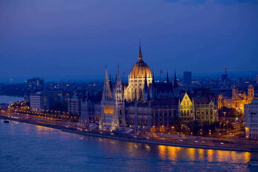Art Print: Hungary, Budapest Parliament Building and city