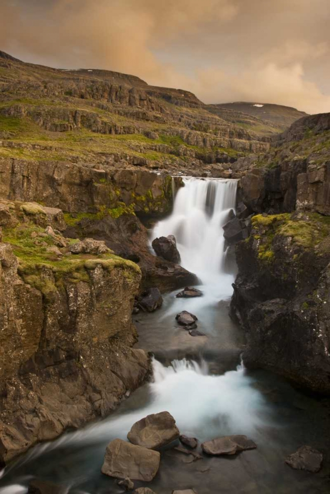 Wall Art Painting id:128130, Name: Iceland Waterfall in Berufjordur Fjord, Artist: Grall, Don