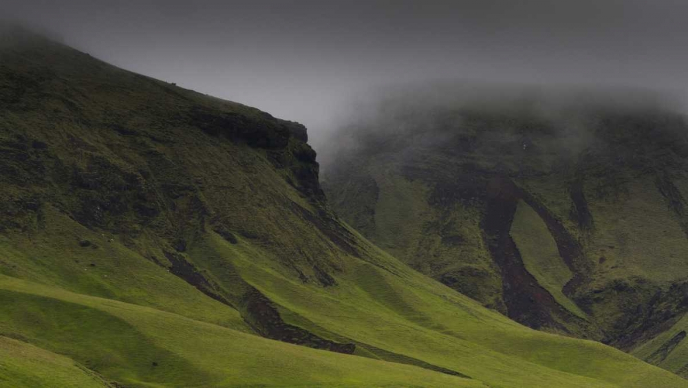 Art Print: Iceland Misty mountainside landscape