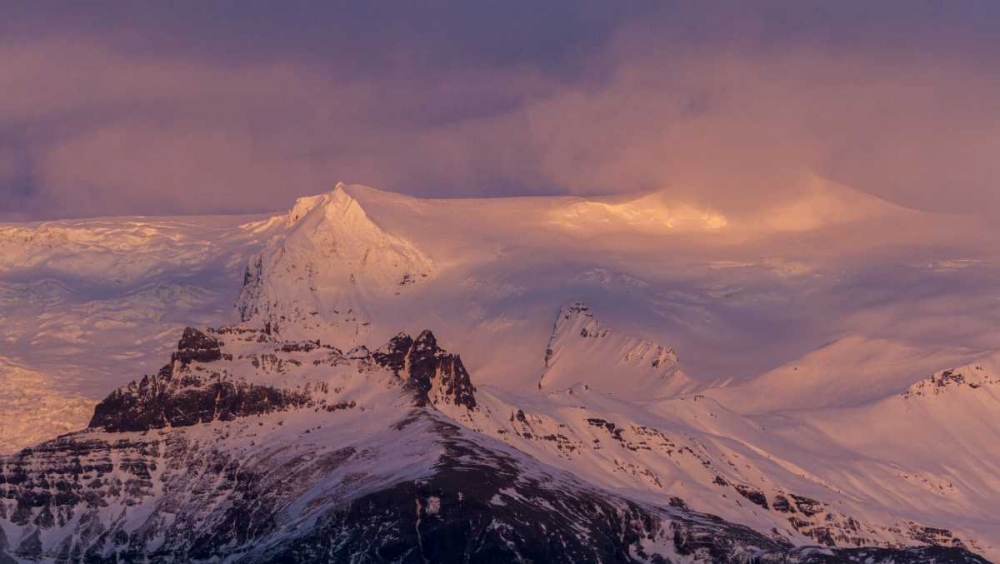 Art Print: Iceland Landscape of glacier at sunset