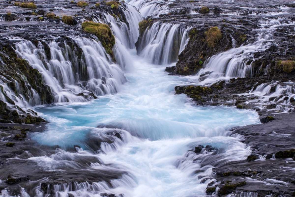 Art Print: Iceland, Bruarfoss Waterfalls flow into river