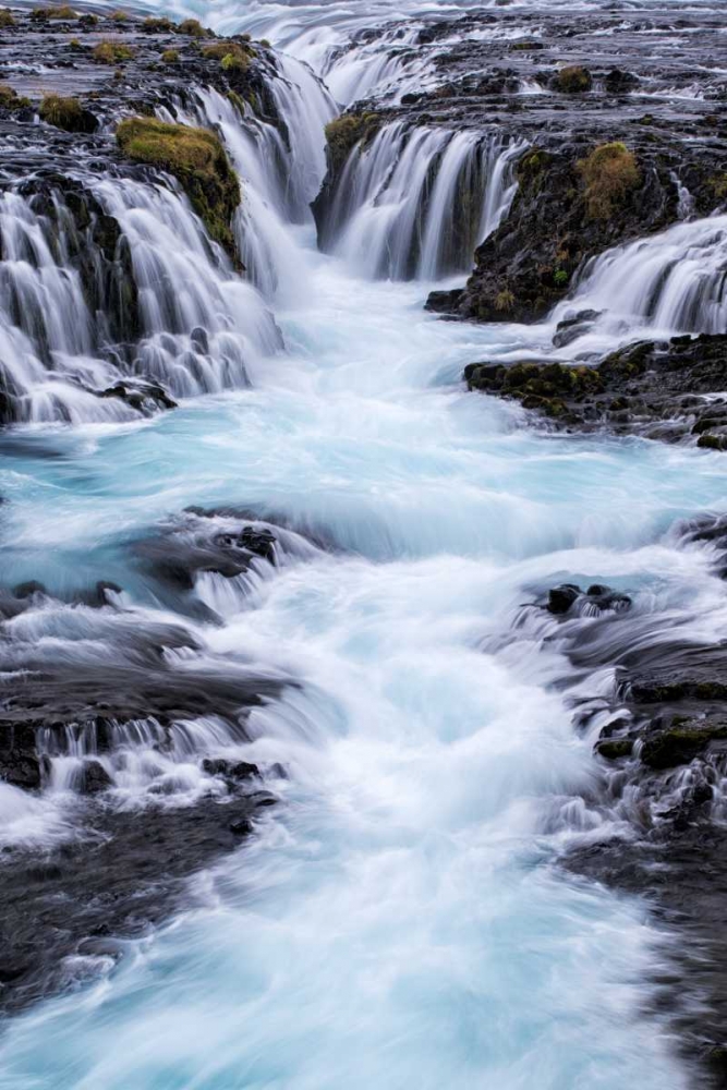 Art Print: Iceland, Bruarfoss Waterfalls flow into river