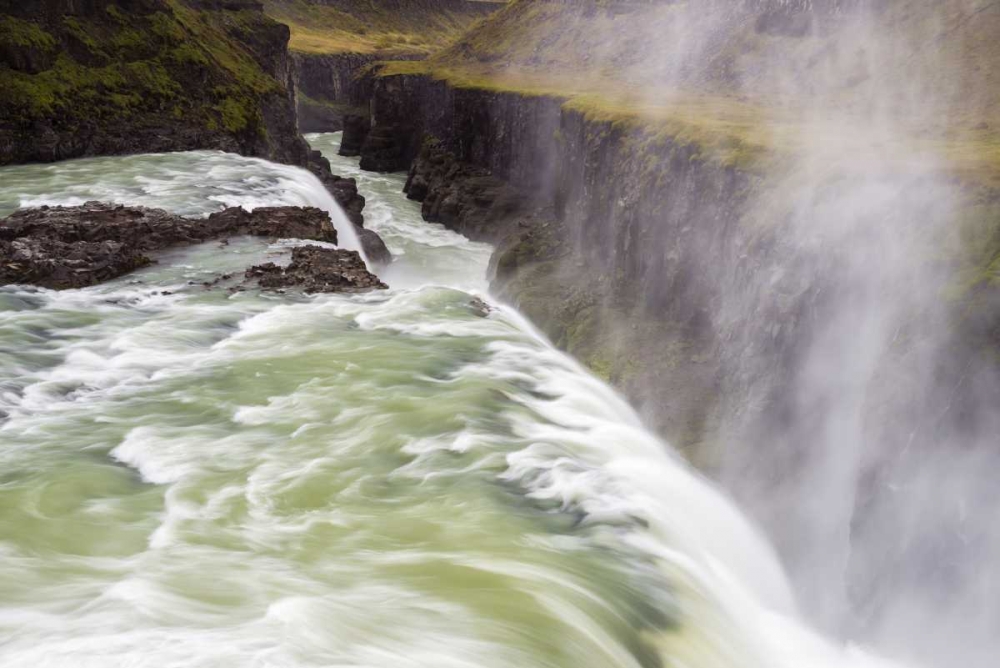Art Print: Iceland, Misty Gulfoss Waterfall and river