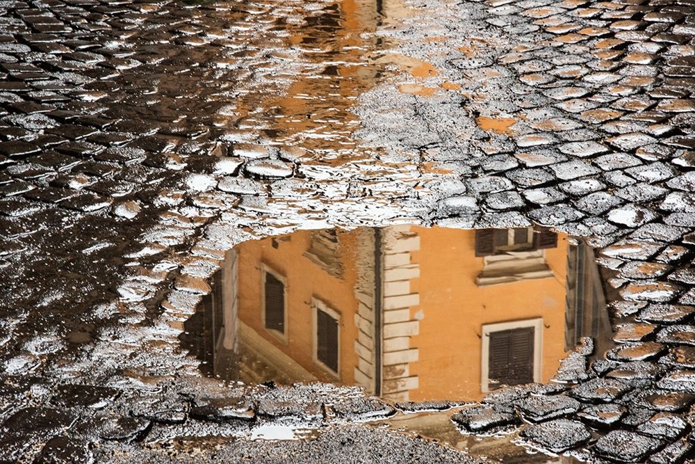 Art Print: Italy-Rome Via di Ripetta-puddles after the rain