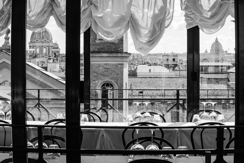 Art Print: Italy-Rome Scene of skyline and St Peters dome from restaurant on Viale della Trinita dei Monti
