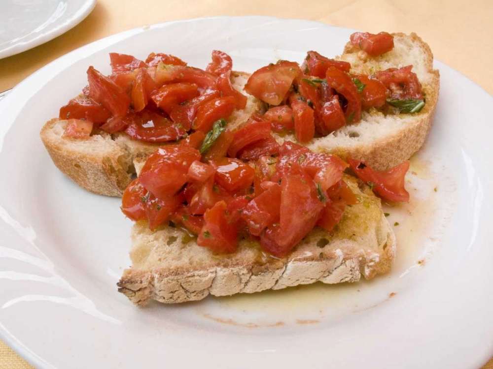 Art Print: Italy, Positano Display plate of bruschetta
