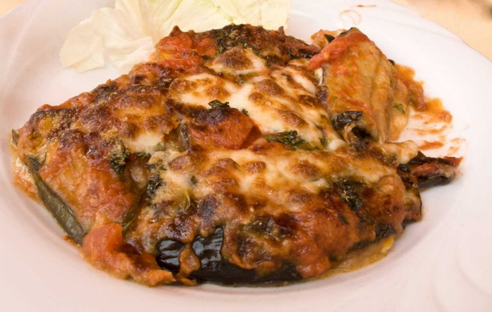 Art Print: Italy, Positano Plate of eggplant parmesan